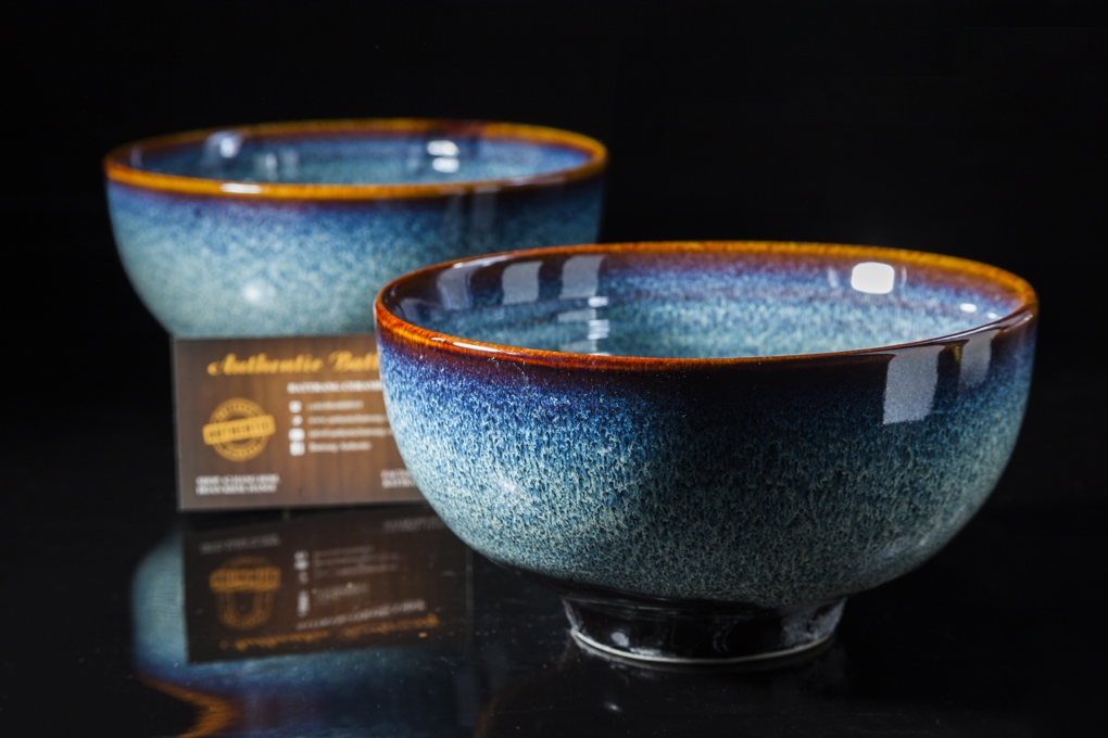 Blue soup bowl / bát ăn phở men xanh hỏa biến, đẳng cấp, Sản xuất tại xưởng gốm sứ gia oanh authentic bat trang