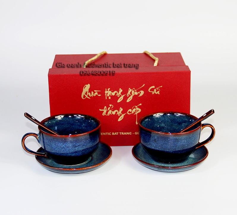 Bộ quà tặng cốc uống trà, cốc uống cà phê capucinno cao cấp - sản phẩm sản xuất tại xưởng gốm sứ authentic bat trang