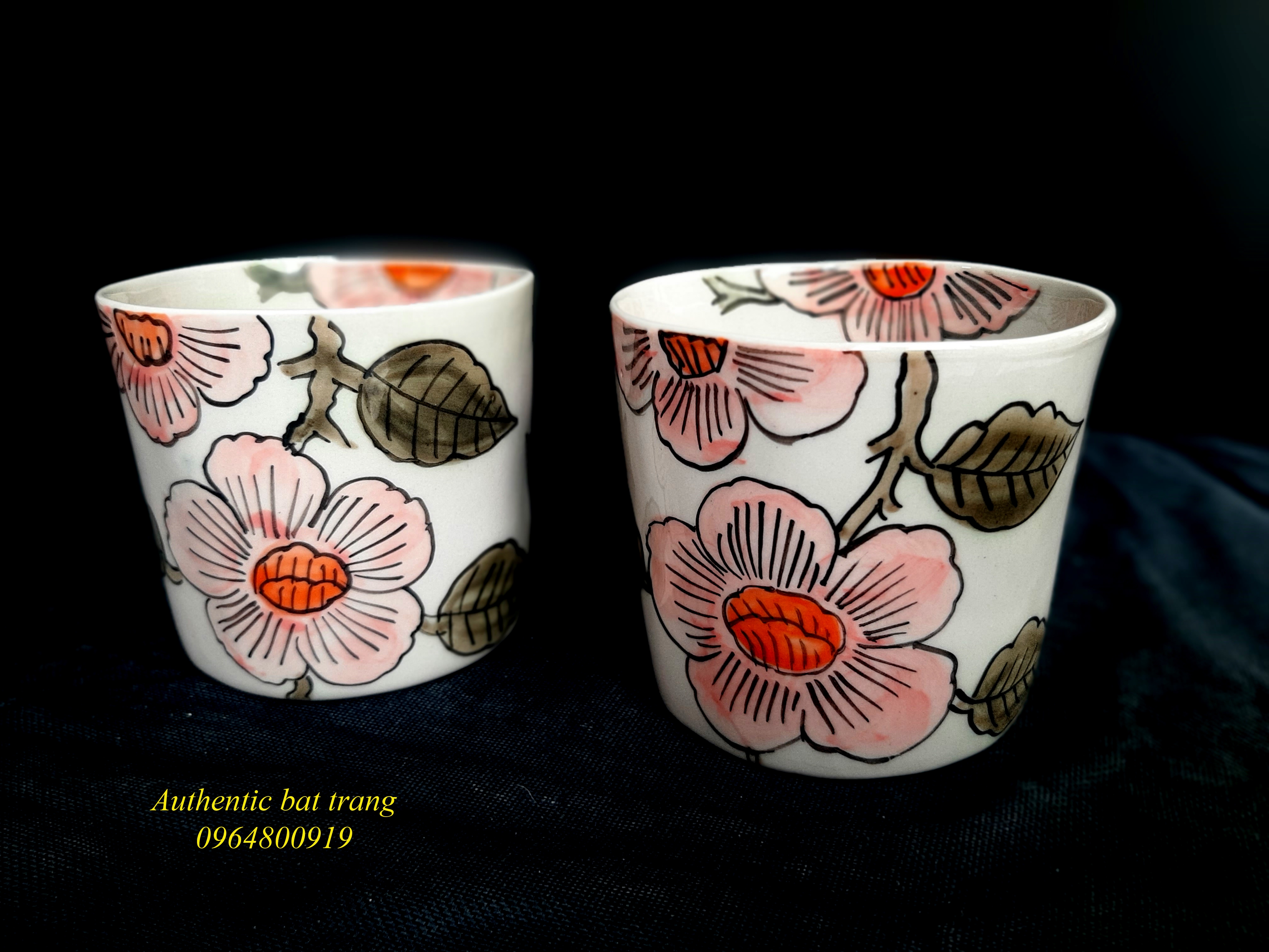 Peach blossom Cups/ Cốc méo hoa đào  xuất Âu sản phẩm vẽ tay 