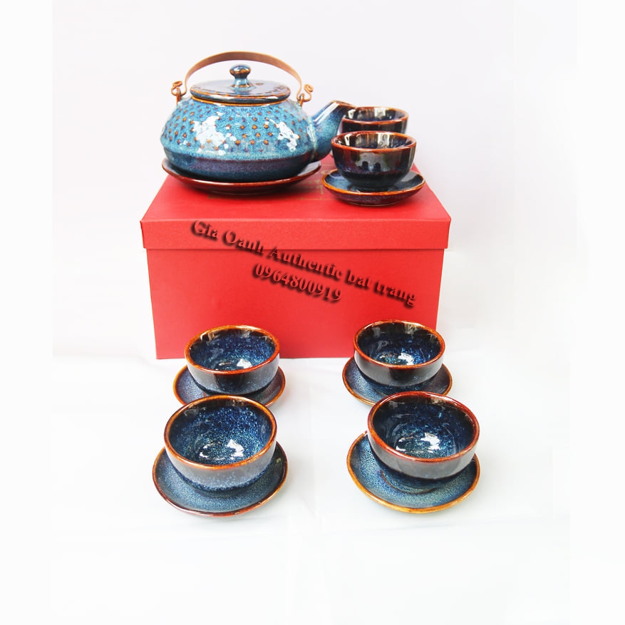 Blue tea set gift- bộ ấm hạt uống trà sản phẩm quà tặng gốm sứ độc đáo
