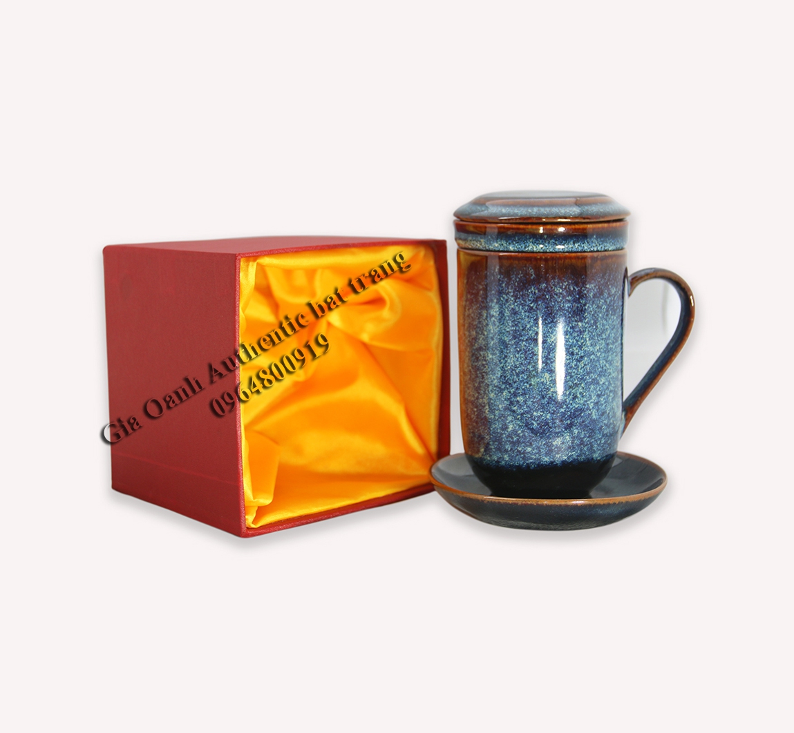 Tea filter cup gift - Bộ quà tặng cốc lọc trà men hỏa biến đẳng cấp - quà tặng tuyệt vời cho dịp năm mới, tân gia hay quà tặng gia đình - sản phẩm sản xuất tại xưởng gốm sứ gia oanh authentic bat trang