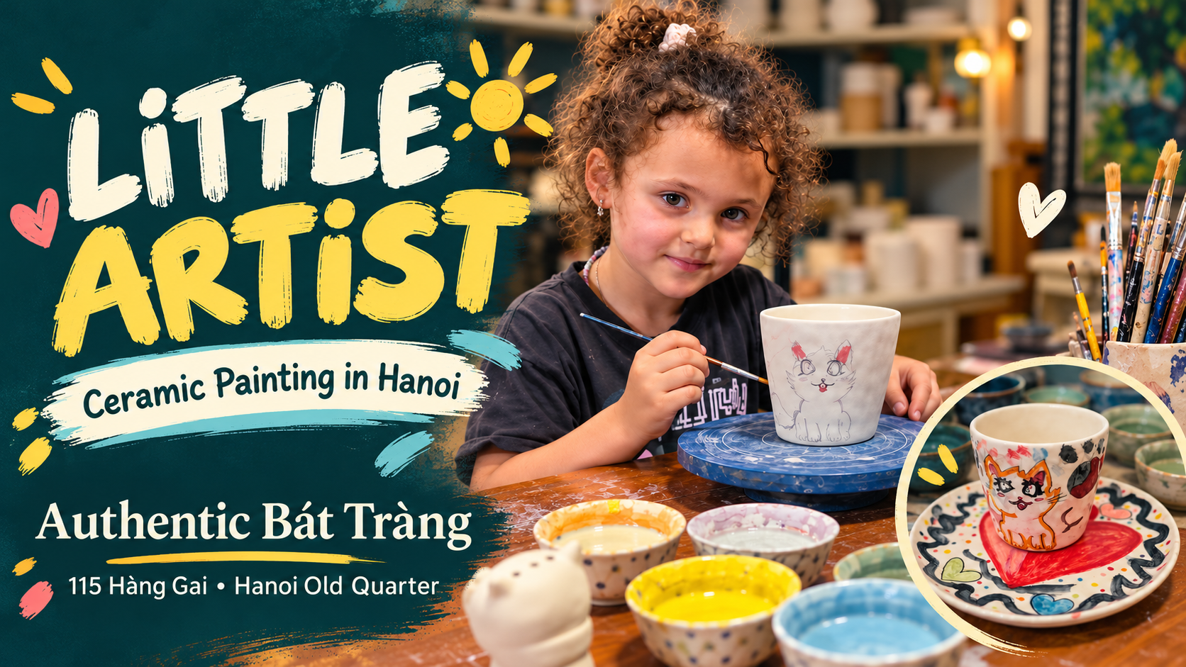 things to do in Hanoi with kids; family activities in Hanoi; ceramic painting workshop Hanoi; Hanoi Old Quarter workshop