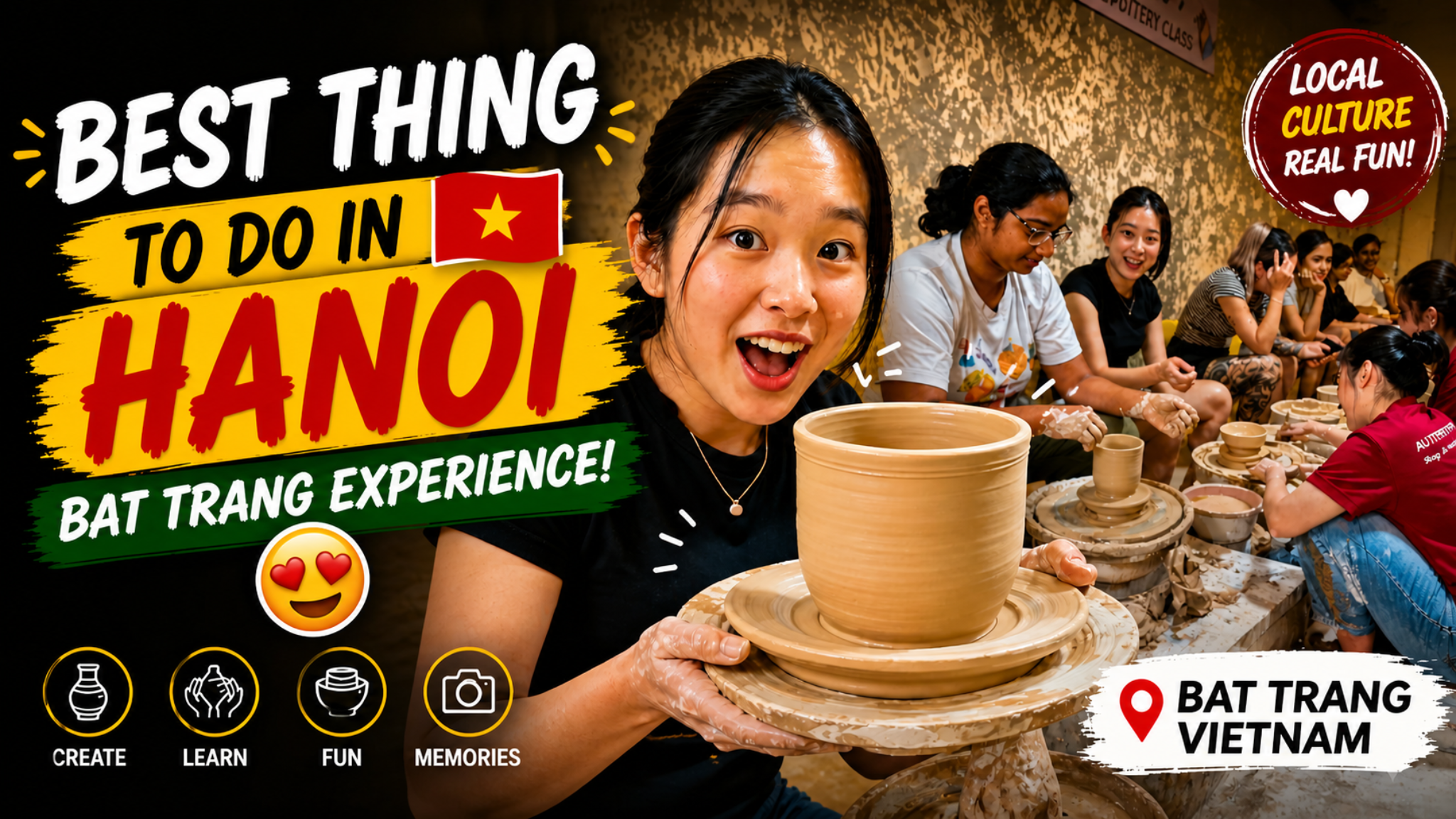 Best Thing To Do in Hanoi | Bat Trang Pottery Class Experience (Hands-on Workshop)