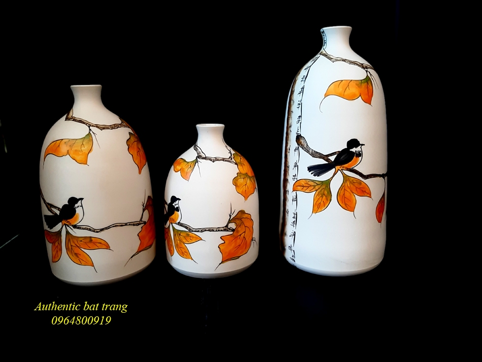 Home decor vases set/ Bộ bình bóp miệng phong cách châu âu sản phẩm trang trí nhà cửa sản xuất tại xưởng gốm sứ Authentic bat trang
