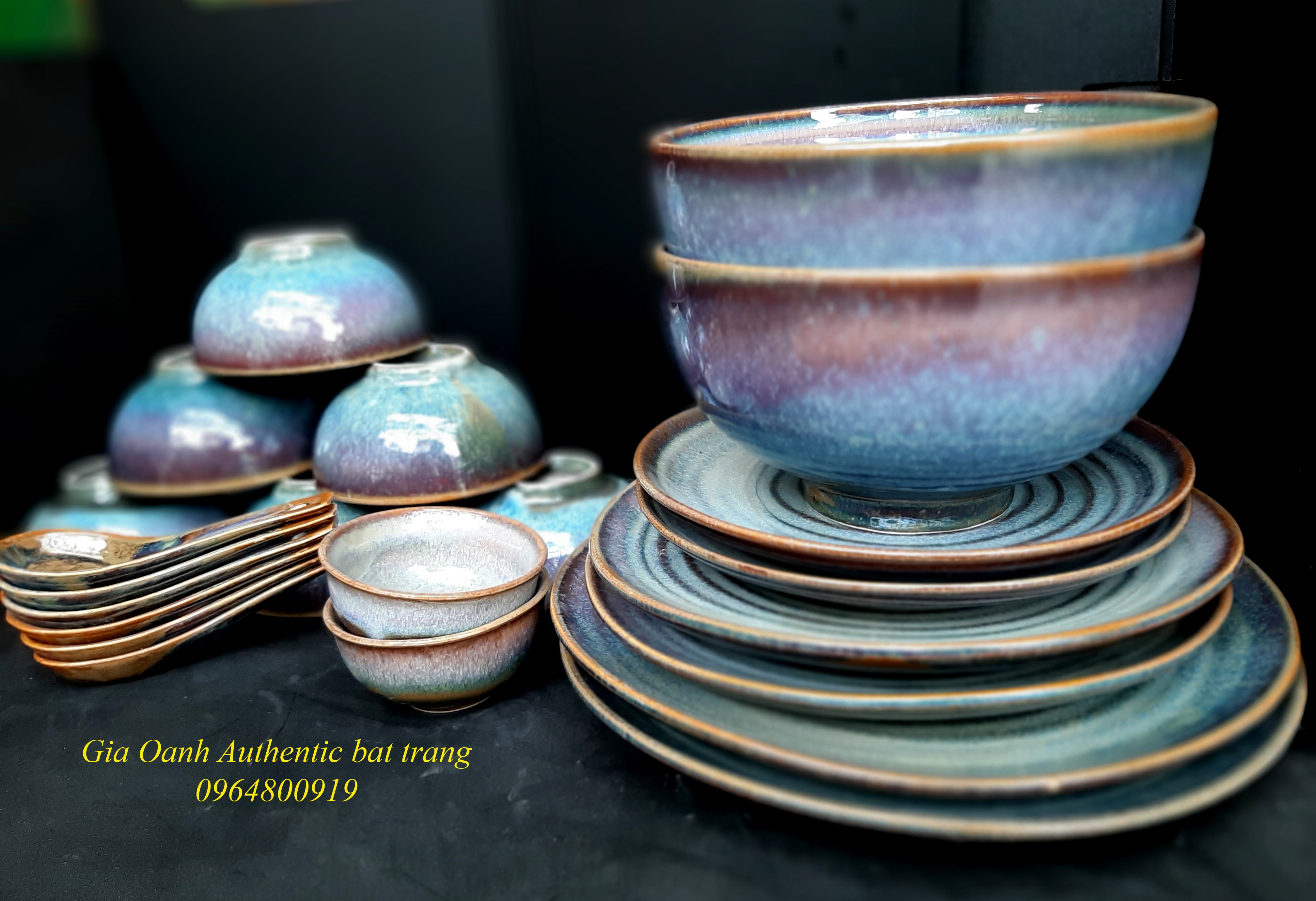 GRAY DINNER SET / BỘ ĐỒ ĂN HỒNG TUYẾT TRÀ - HỎA BIẾN ĐẲNG CẤP SẢN XUẤT TẠI XƯỜNG GỐM GIA OANH AUTHENTIC BAT TRANG