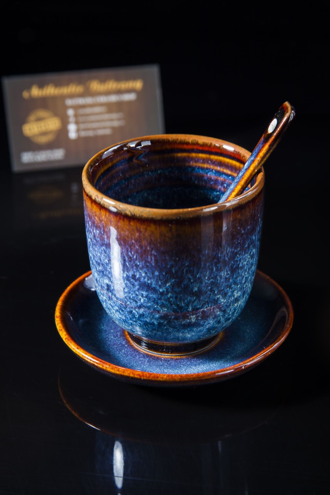 Blue glaze coffee cup 1