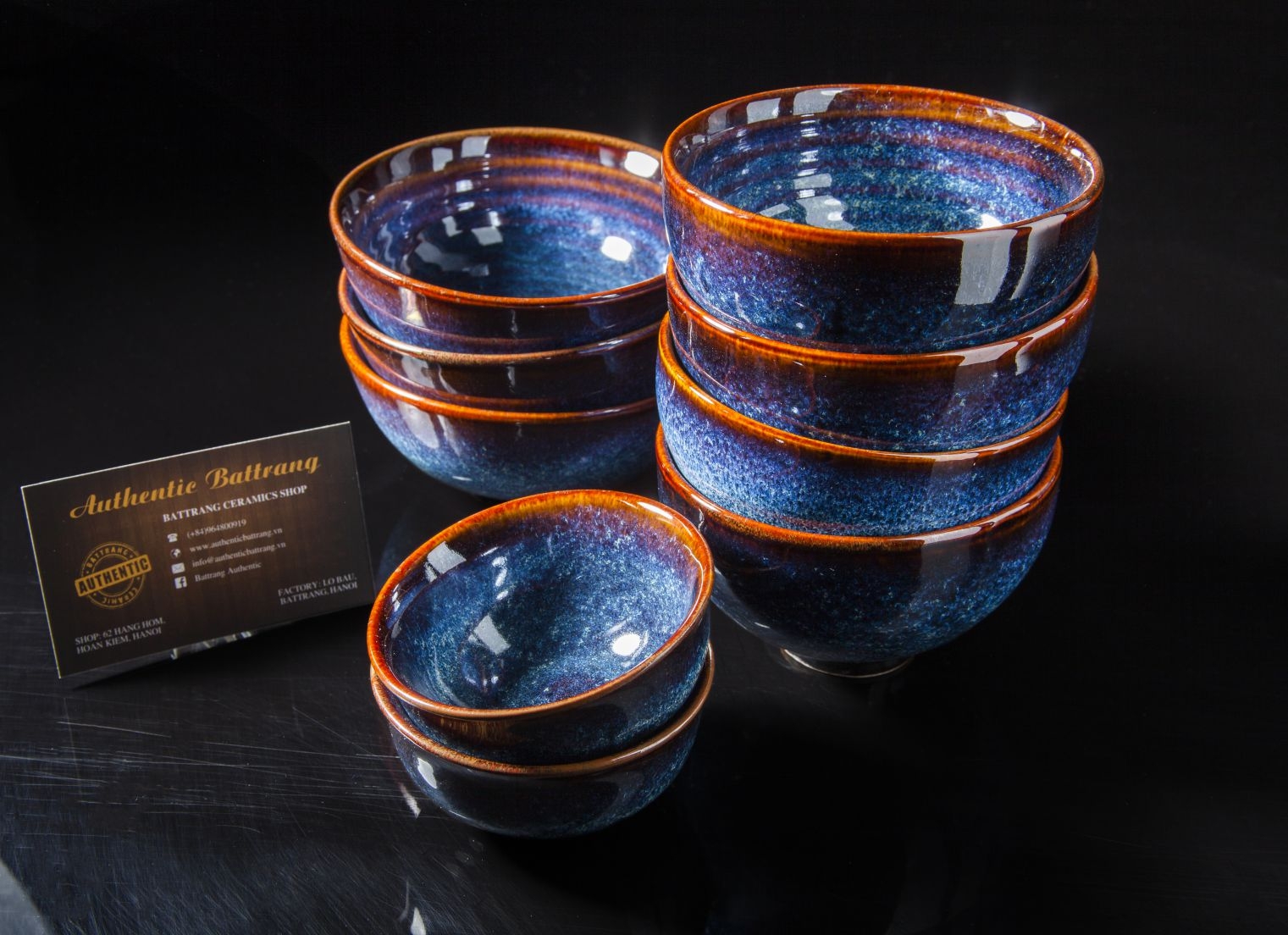 Blue glaze tea cup set