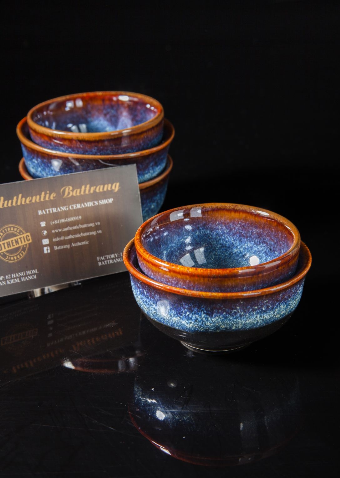 Blue glaze tea cup set