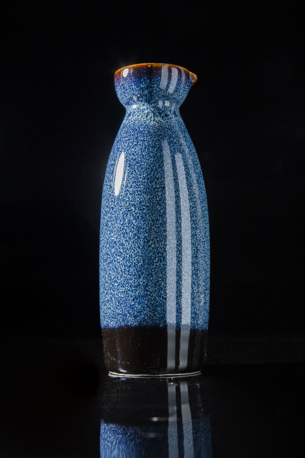Blue glaze sake bottle 1
