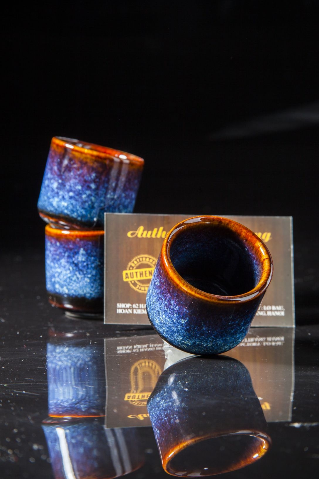 Blue glaze sake cup