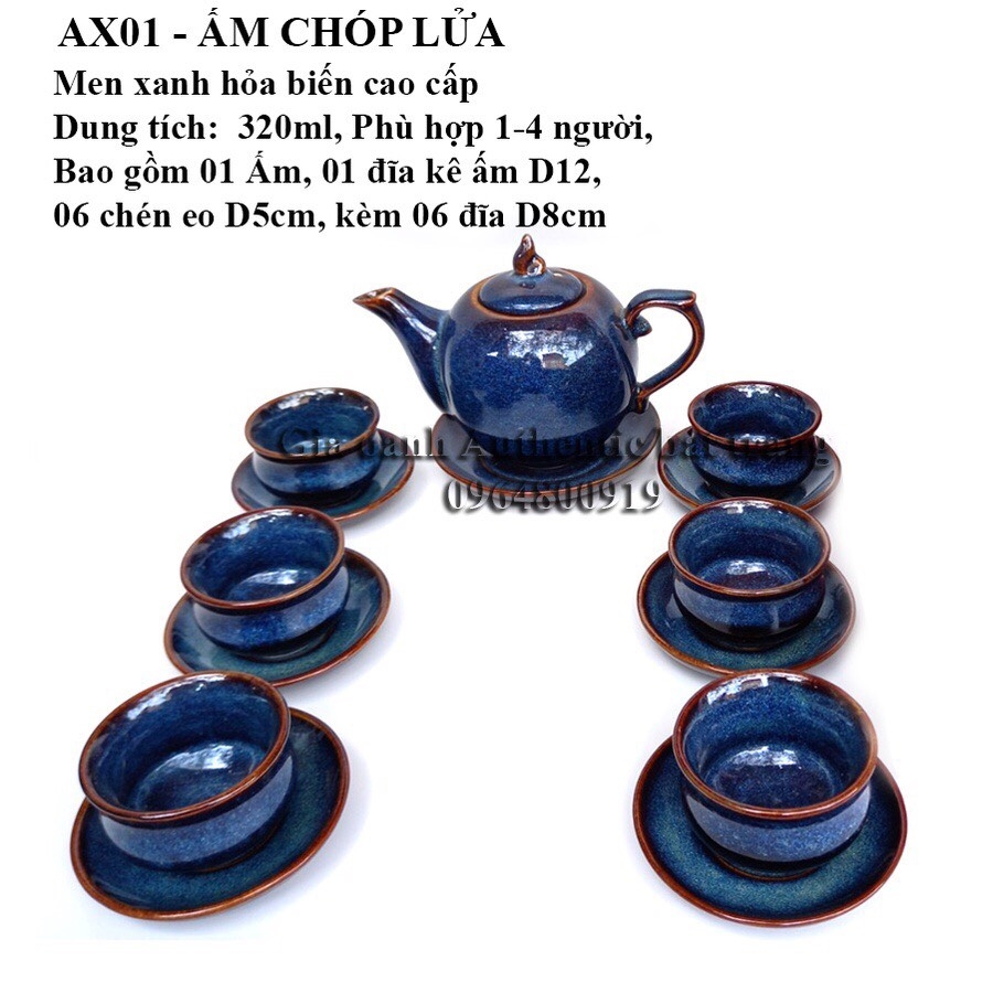 Blue Enamel Teapot - BEAUTIFUL AND QUALITY, MANUFACTURED IN GIA OANH AUTHENTIC BAT TRANG CERAMIC FACTORY