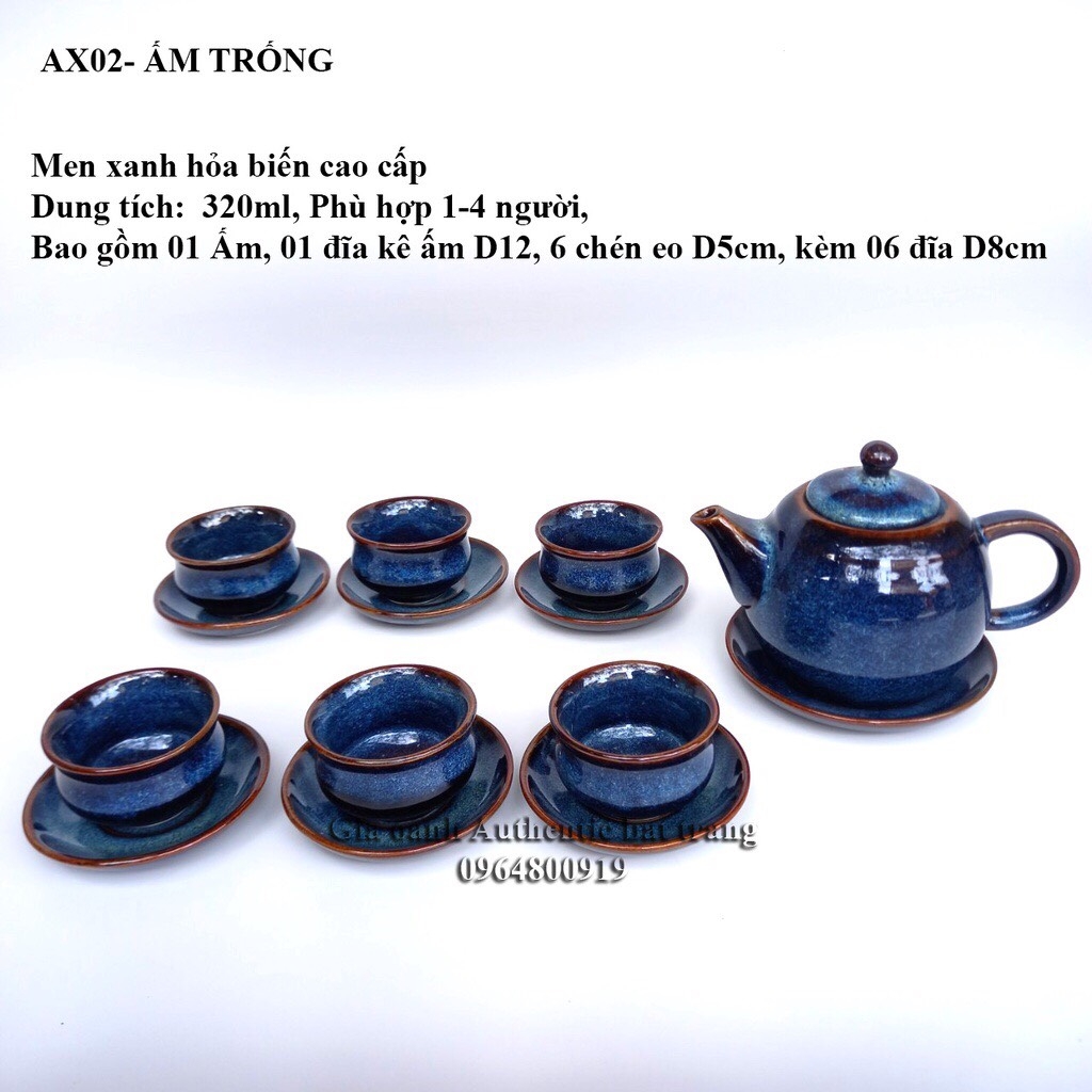 BLUE ENAMEL TEAPOT - BEAUTIFUL AND QUALITY, MANUFACTURED IN GIA OANH AUTHENTIC BAT TRANG CERAMIC FACTORY
