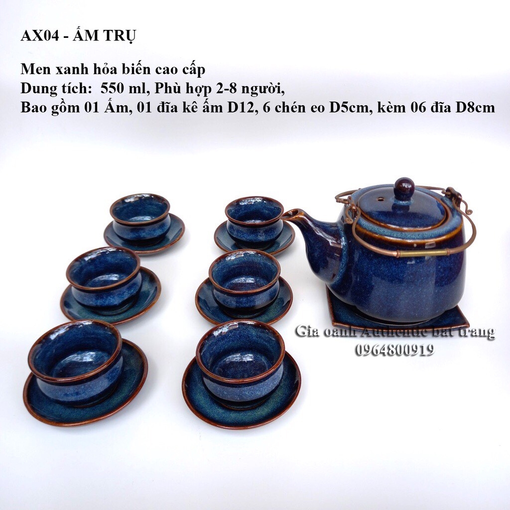 Blue Enamel Teapot - BEAUTIFUL AND QUALITY, MANUFACTURED IN GIA OANH AUTHENTIC BAT TRANG CERAMIC FACTORY