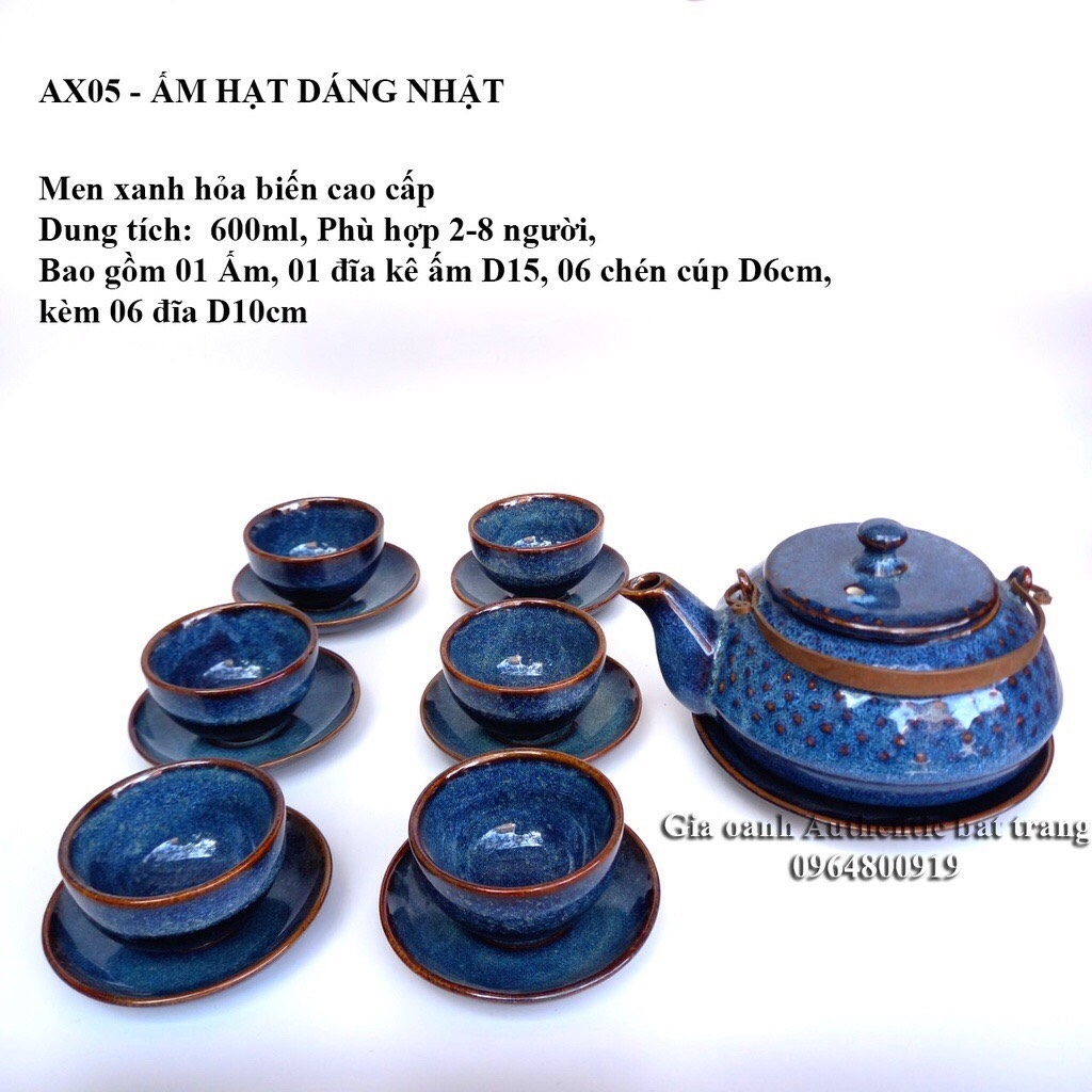 Blue Enamel Teapot - BEAUTIFUL AND QUALITY, MANUFACTURED IN GIA OANH AUTHENTIC BAT TRANG CERAMIC FACTORY