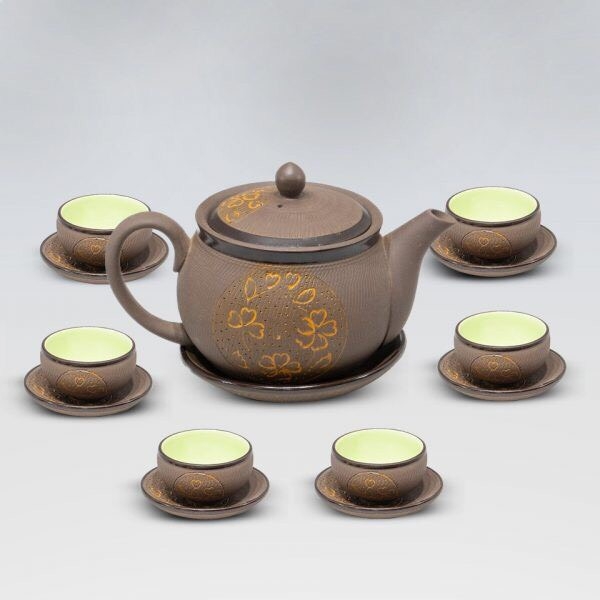 Golden moon-carved teapot set - high-class ceramic products