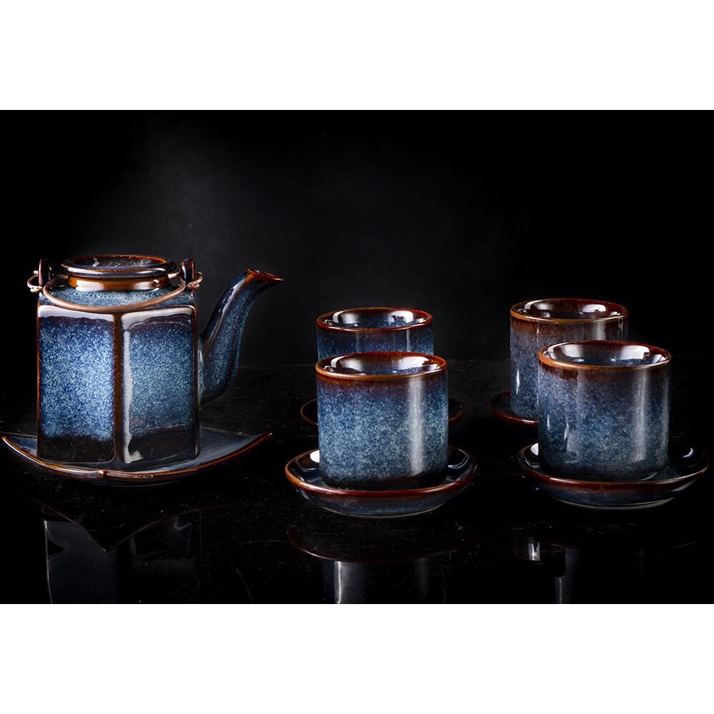 HOT - A GENERAL OF HIGH-QUALITY BLUE ENAMEL TEAPOTS - MADE AT GIA OANH AUTHENTIC BAT TRANG FACTORY