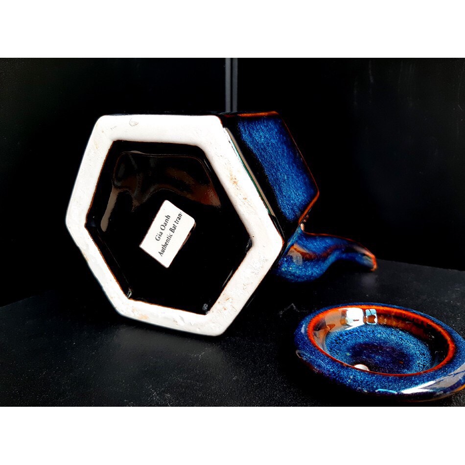 BỘ ẤM TRÀ LỤC GIÁC ĐẲNG CẤP - MEN XANH HỎA BIẾN SẢN XUẤT TẠI XƯỞNG GIA OANH AUTHENTIC BAT TRANG