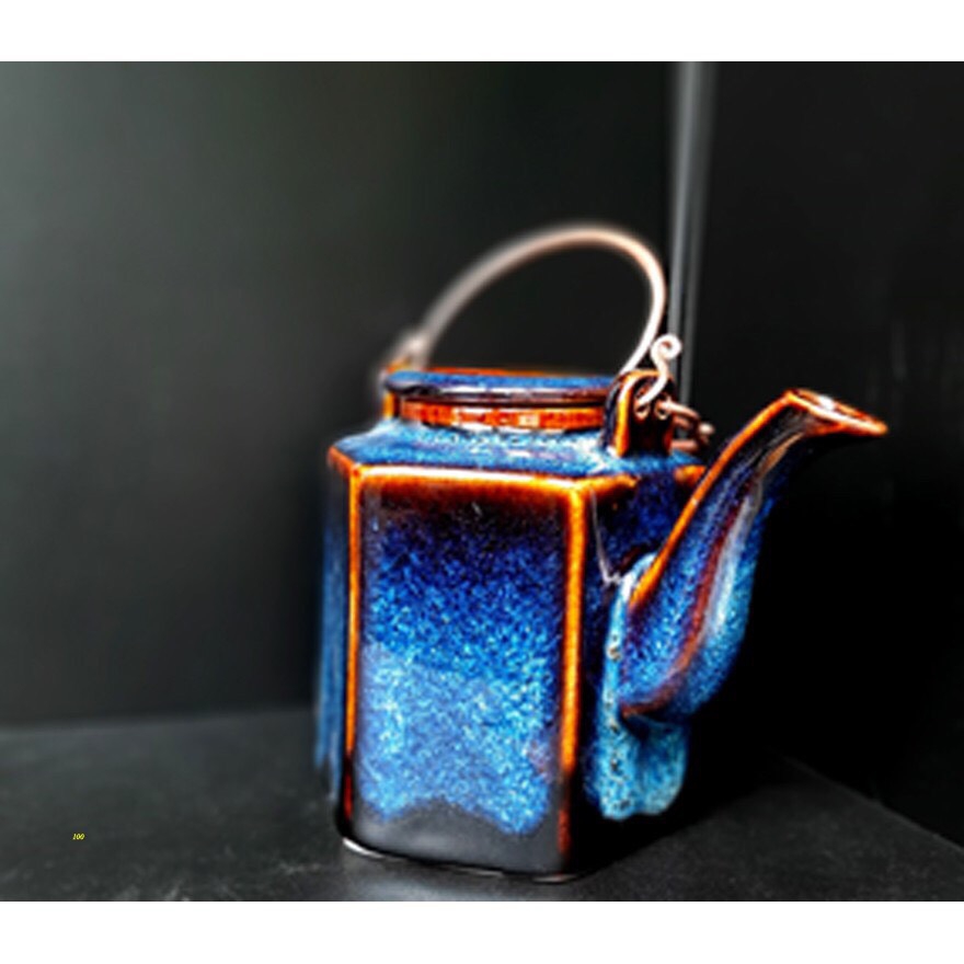 BỘ ẤM TRÀ LỤC GIÁC ĐẲNG CẤP - MEN XANH HỎA BIẾN SẢN XUẤT TẠI XƯỞNG GIA OANH AUTHENTIC BAT TRANG