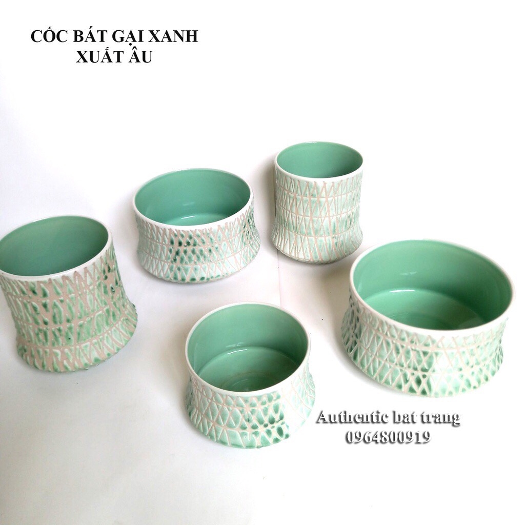 Set of European-style green cups and bowls - BEAUTIFUL - LUXURY drinking tea, storing food, planting multi-purpose miniatures - Authentic bowls