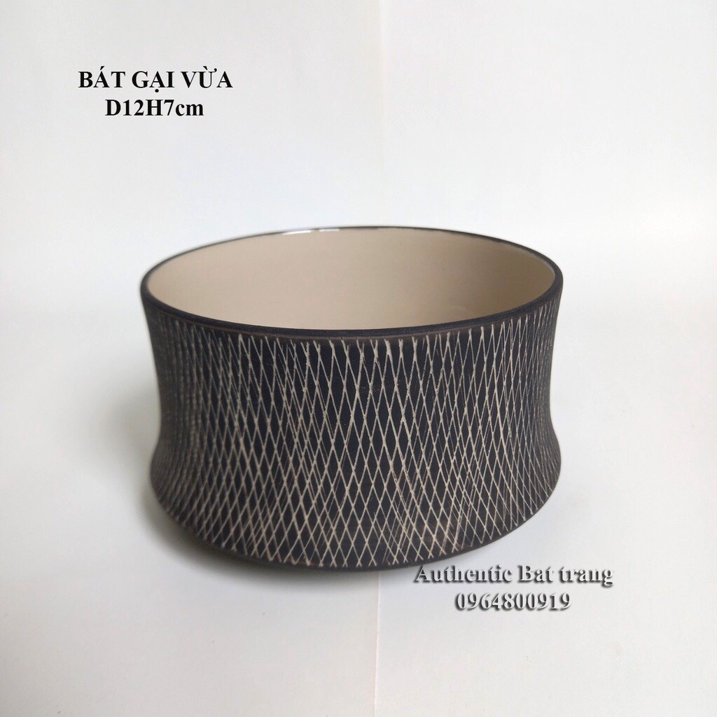 Black scratched texture bowl - Versatile for Food Storage, Planting, BEAUTIFUL decoration - Authentic Bat Trang Ceramics