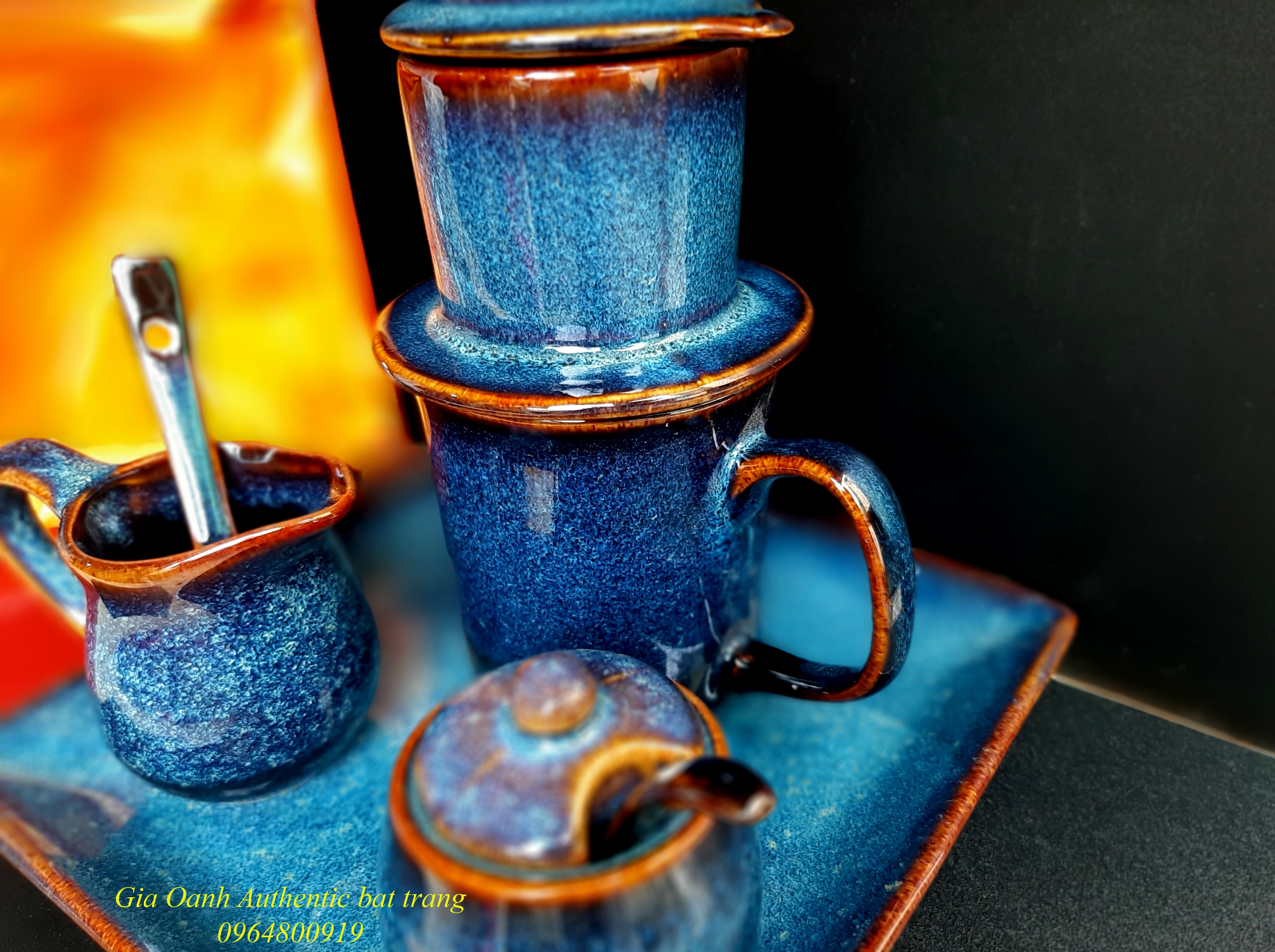 Coffee gift  set S1 -Bộ  quà tặng cà phê phin -hàng quà tặng gốm sứ độc đáo và ý nghĩa  của Gia Oanh Authentic bat trang