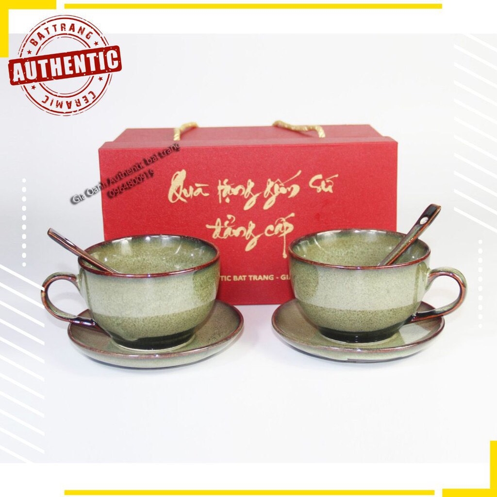 BEAUTIFUL AND QUALITY - GIFT SET OF CAPPUCCINO COUPLE ENAMEL JADE RABBIT CUPS - TET GIFTS, FAMILY GIFTS, HOLIDAY GIFTS