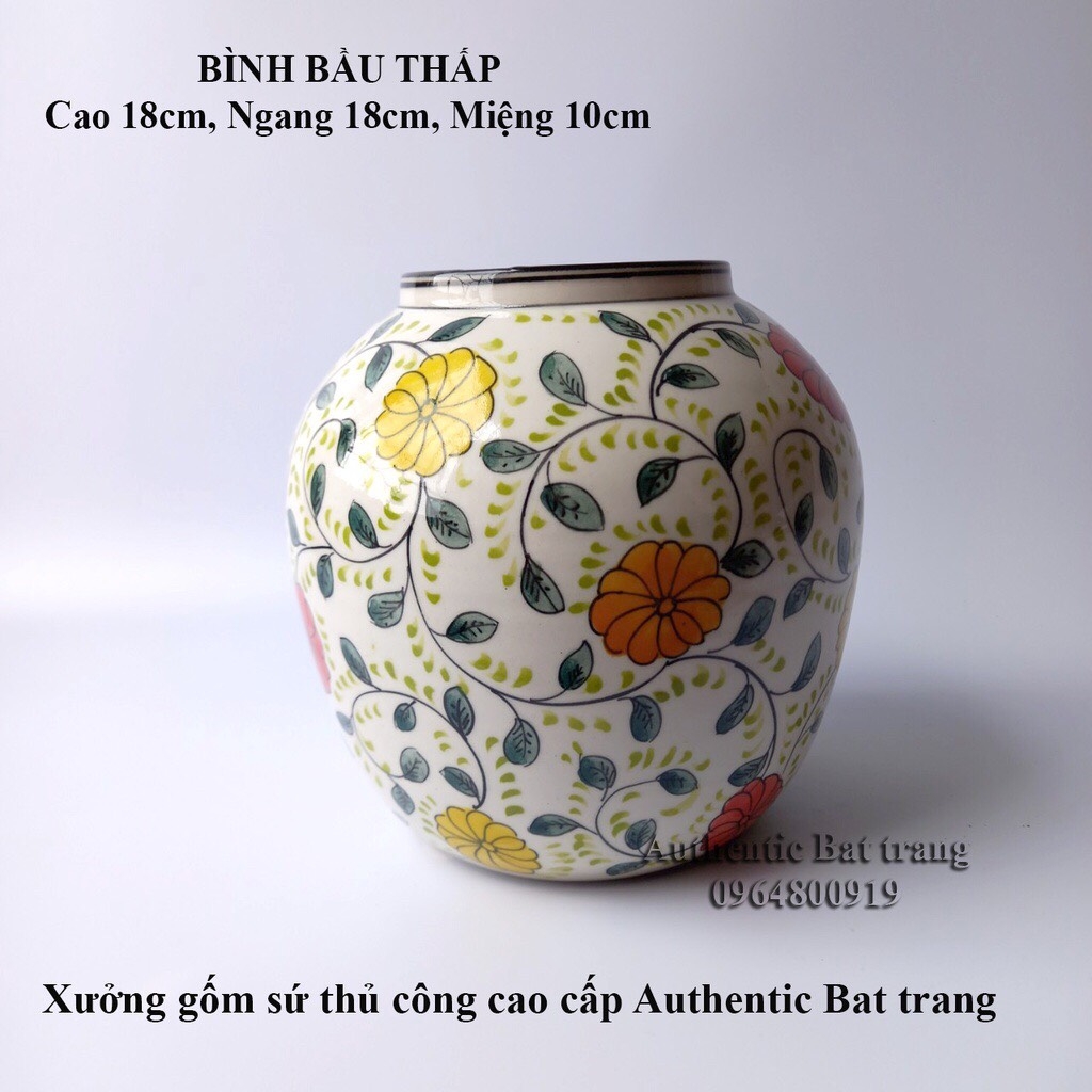 European-style flower vase- unique floral pattern-Authentic Bat Trang ceramics