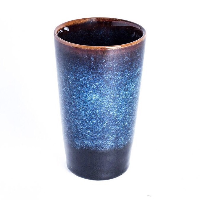 POINTED PORCELAIN CUPS DRINKING BLUE ENAMEL TEA H12 × D7 - HIGH-QUALITY -MADE CERAMIC CUPS.