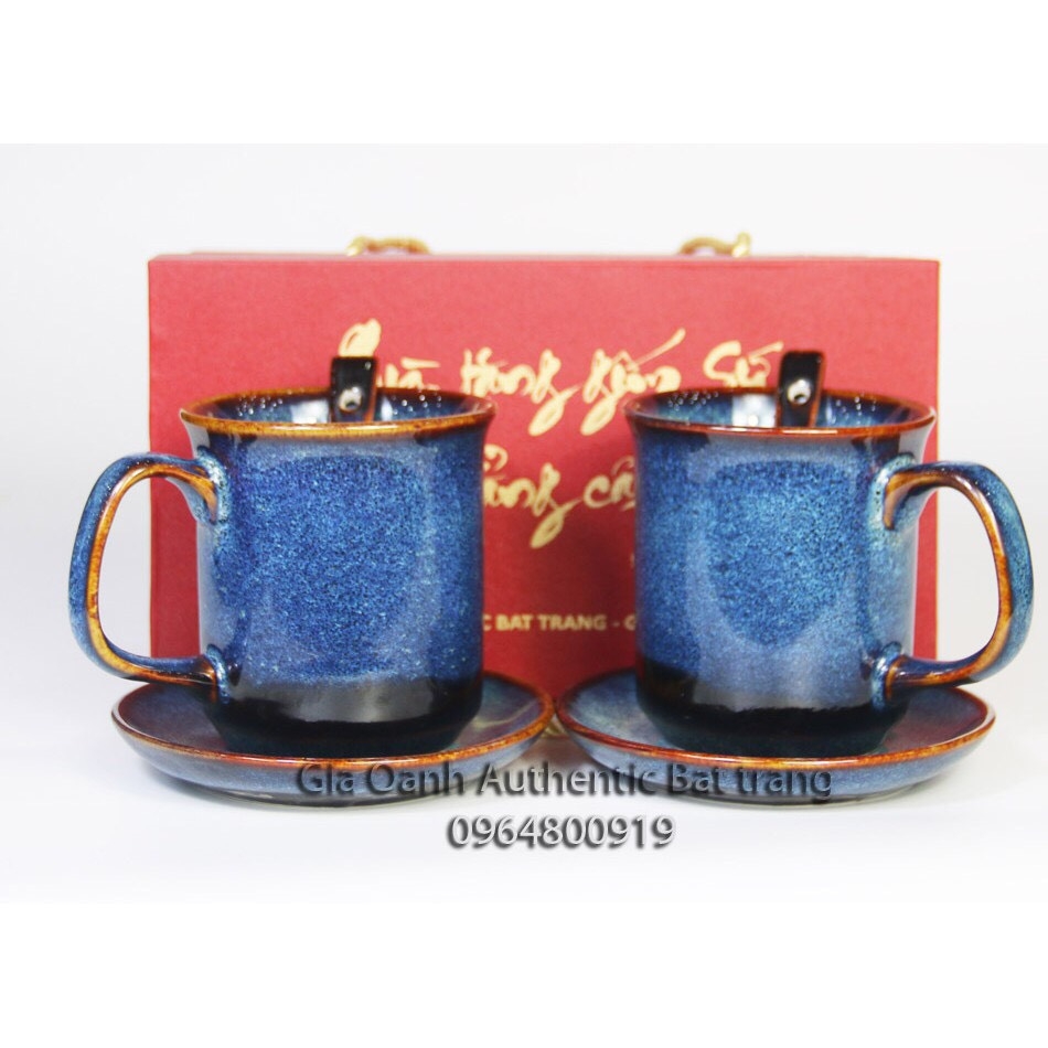 HOT- QUALITY VARIOUS BLUE ENAMEL CUPS SET - HOLIDAY, NEW YEAR, AND FAMILY GIFT SET