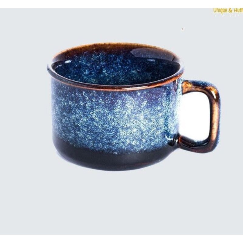 [ HOT ] 8X5CM BLUE ENAMEL COFFEE CUP - HIGH-QUALITY - GIA OANH AUTHENTIC BAT TRANG CERAMIC