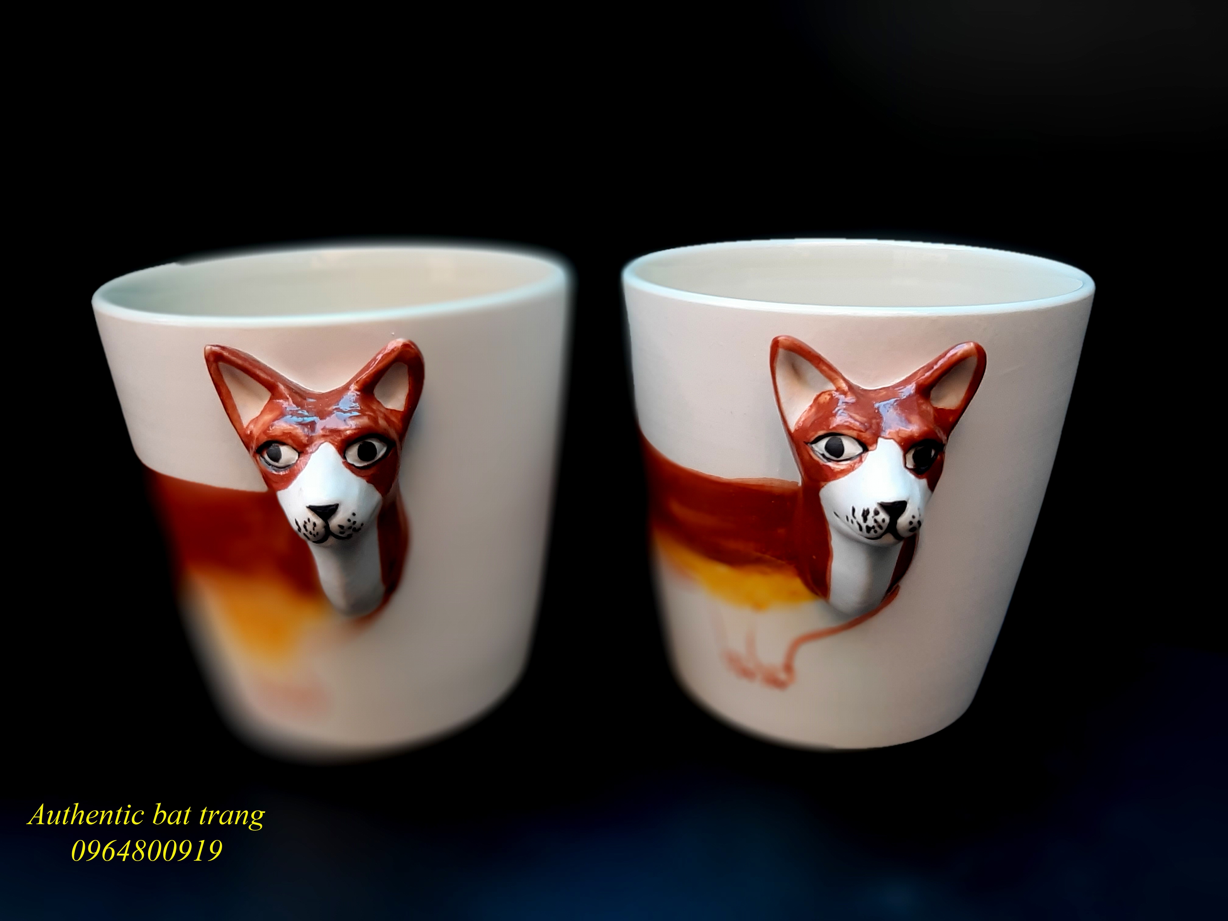 Animals cups- Cốc động vật sản phẩm vẽ tay và đắp tay thủ côc độc đáo, sản xuất tại xưởng gốm sứ Authentic bat trang