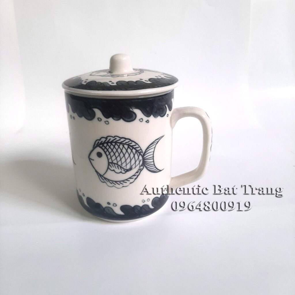 TEA FILTER cup, Tea mug with lid, BEAUTIFUL-CONVENIENT - 100% handmade hand-painted products - Authentic Bat Trang Ceramics Workshop