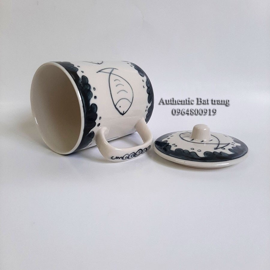 TEA FILTER cup, Tea mug with lid, BEAUTIFUL-CONVENIENT - 100% handmade hand-painted products - Authentic Bat Trang Ceramics Workshop