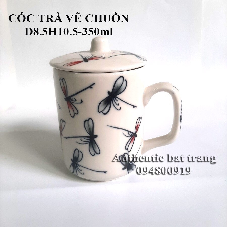 TEA FILTER cup, Tea mug with lid, BEAUTIFUL-CONVENIENT - 100% handmade hand-painted products - Authentic Bat Trang Ceramics Workshop