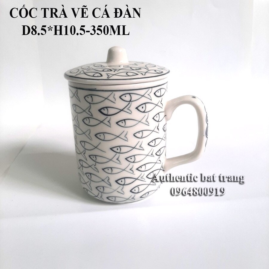 TEA FILTER cup, Tea mug with lid, BEAUTIFUL-CONVENIENT - 100% handmade hand-painted products - Authentic Bat Trang Ceramics Workshop