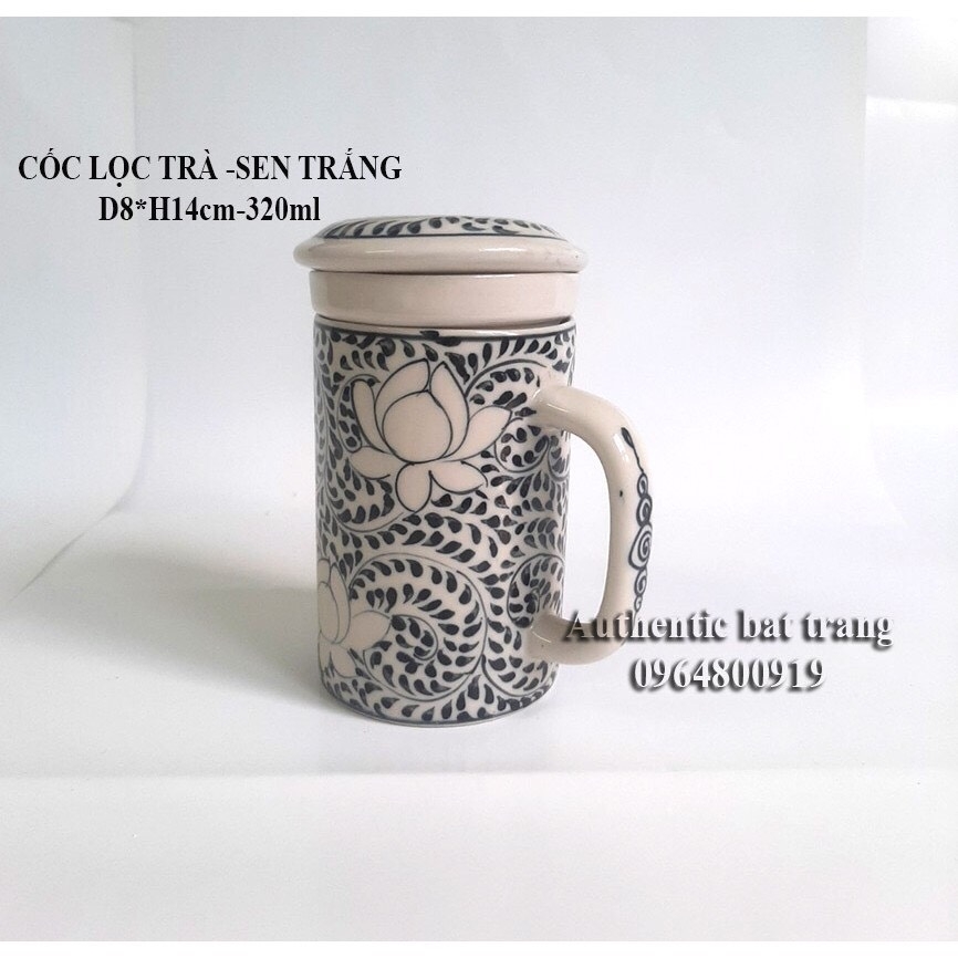 TEA FILTER cup, Tea mug with lid, BEAUTIFUL-CONVENIENT - 100% handmade hand-painted products - Authentic Bat Trang Ceramics Workshop