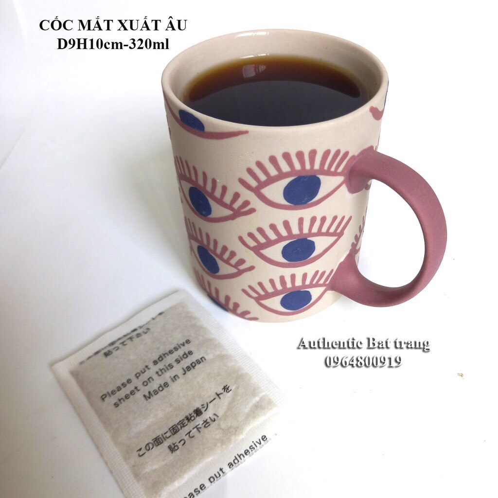 Cốc uống trà và bình cắm hoa trụ họa tiết vẽ mắt SIÊU ĐẸP VÀ ĐÁNG YÊU - Phong cách chuẩn Châu Âu- Authentic Bát tràng