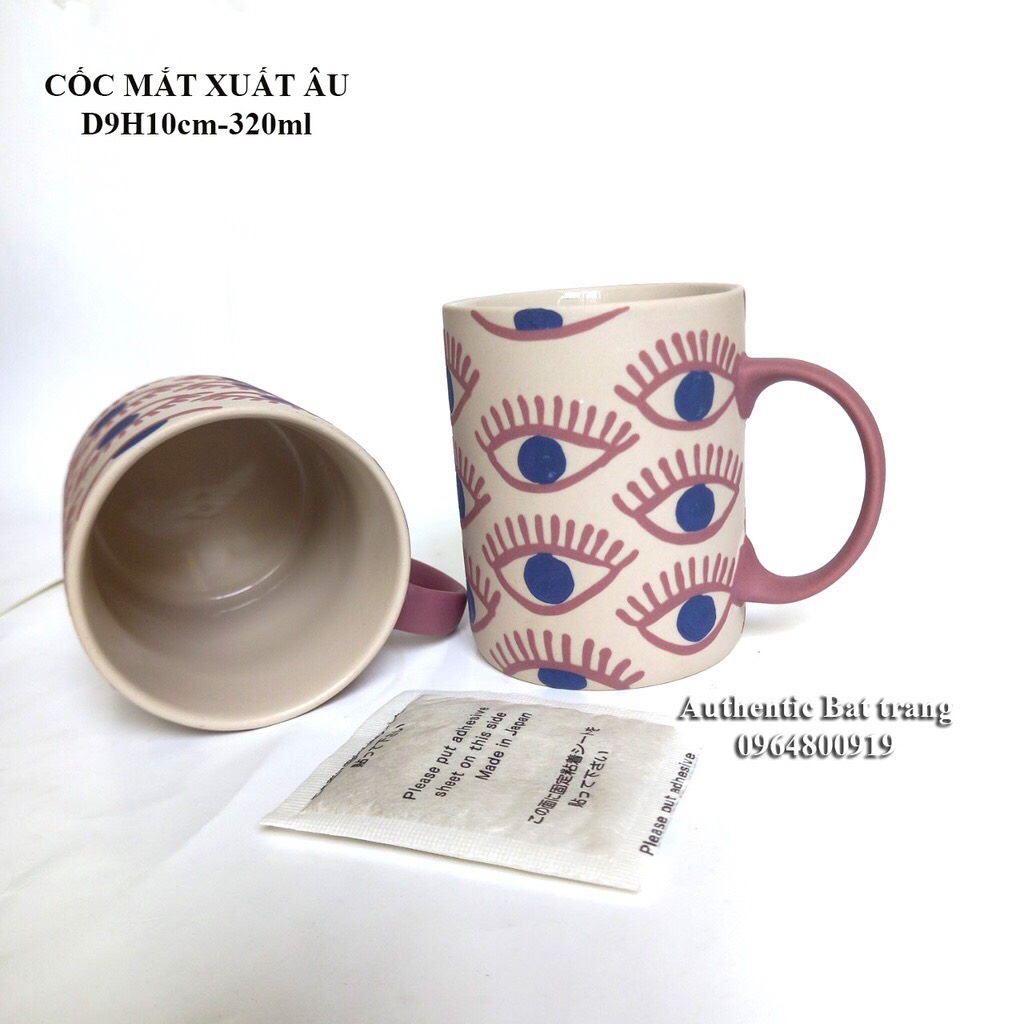 Cốc uống trà và bình cắm hoa trụ họa tiết vẽ mắt SIÊU ĐẸP VÀ ĐÁNG YÊU - Phong cách chuẩn Châu Âu- Authentic Bát tràng