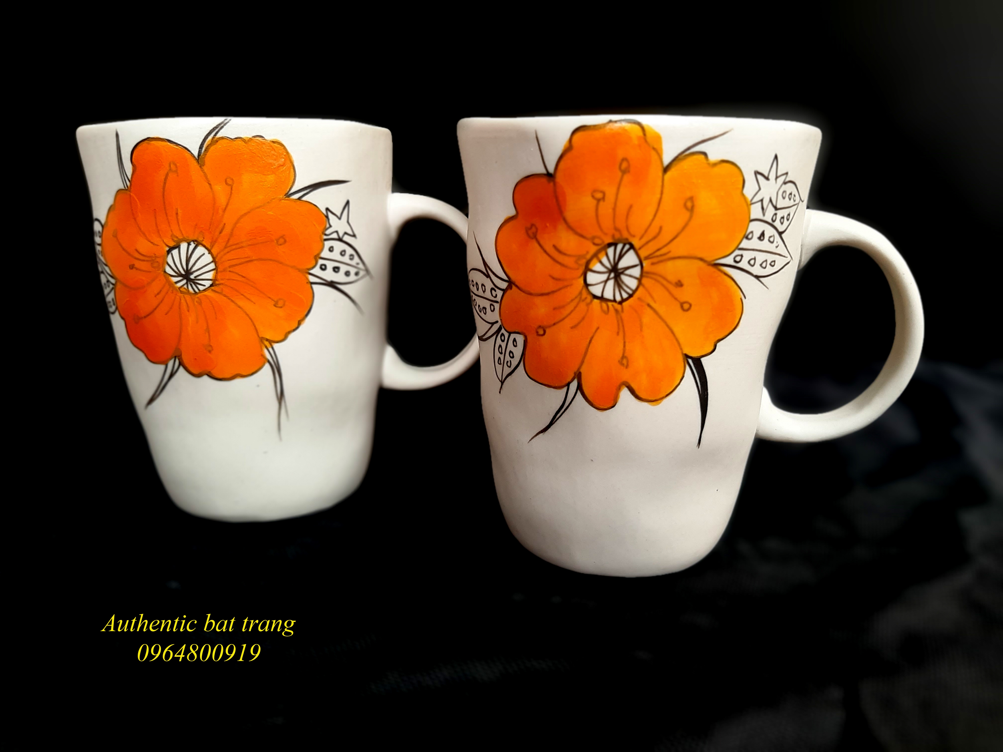 Flower Cups/ Cốc vẽ hoa sản phẩm vẽ tay thủ công tại xưởng gốm sứ authentic bát tràng