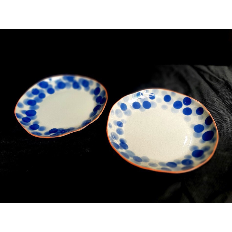 BLUE DOTS PLATES - AUTHENTIC BAT TRANG CERAMIC FACTORY