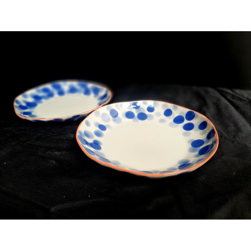 BLUE DOTS PLATES - AUTHENTIC BAT TRANG CERAMIC FACTORY