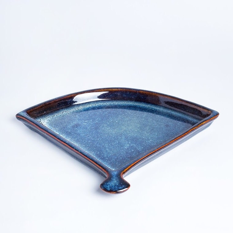 Fan-shaped plate - blue glaze turns classy - made at Gia Oanh authentic bat Trang ceramics factory