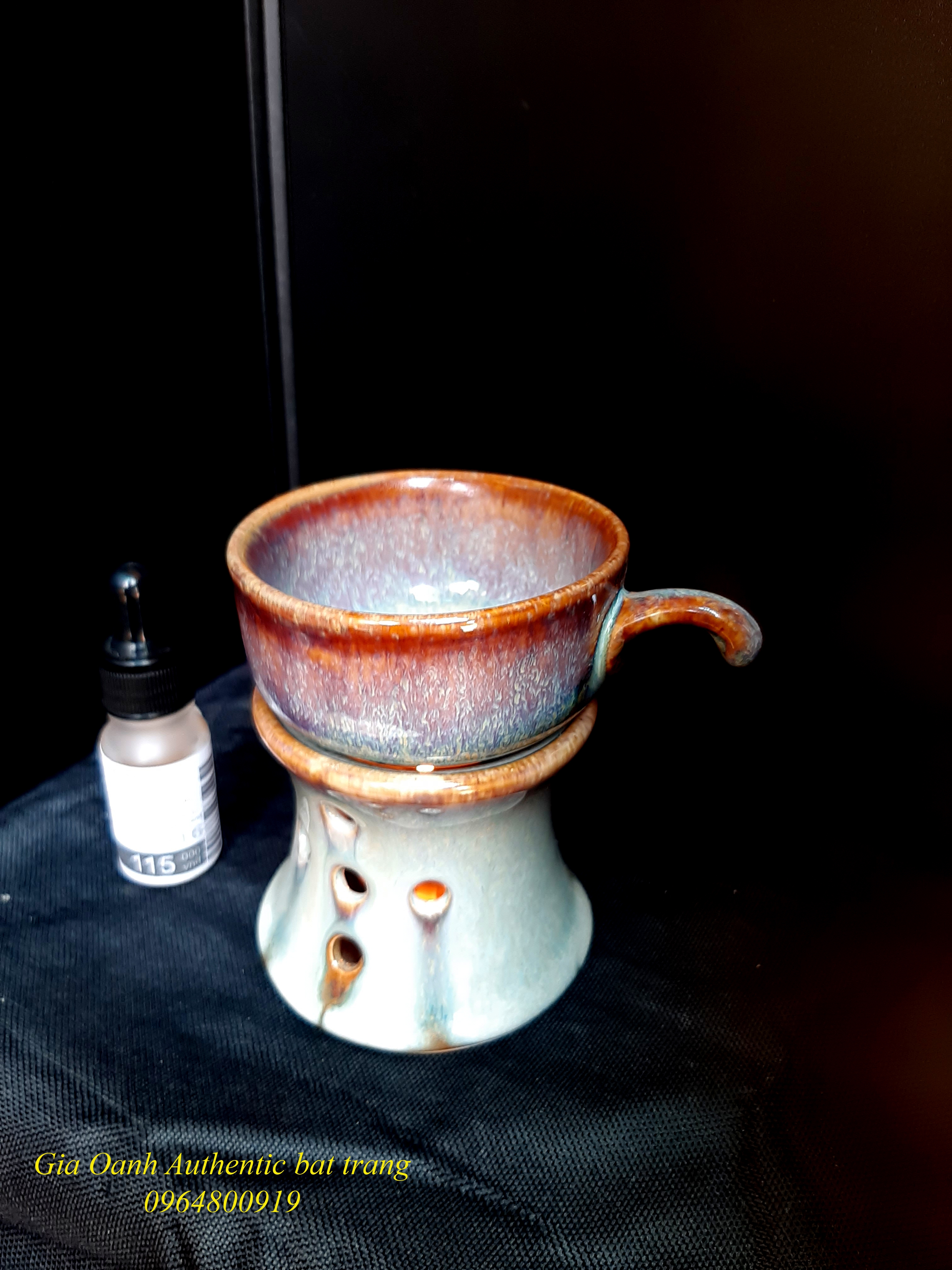Gray Coffee / oil burner set/ Bộ đốt cà phê và đốt tinh dầu men hông tuyết hỏa biến đẳng cấp sản xuất tại xưởng Gia Oanh Authentic bat trang