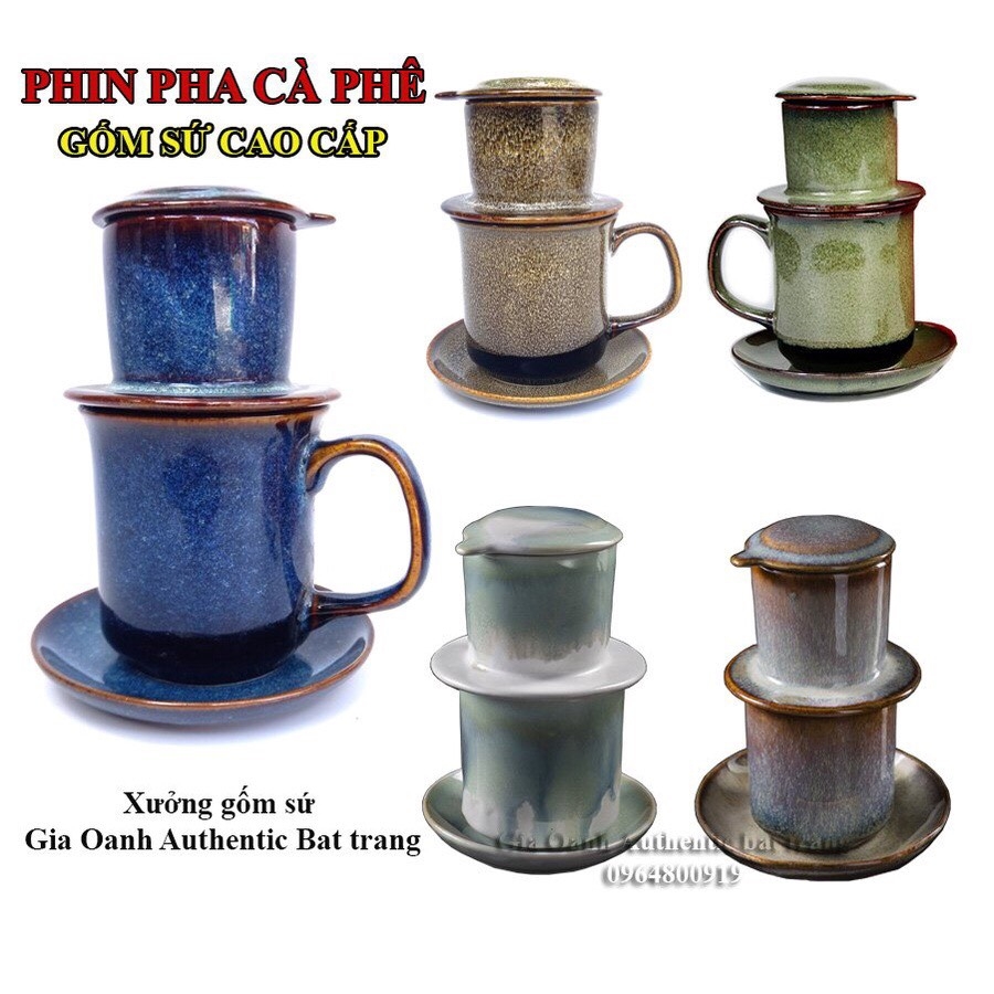 High-class porcelain filter coffee set, luxurious glaze made at Gia Oanh Authentic bat Trang Ceramic Factory