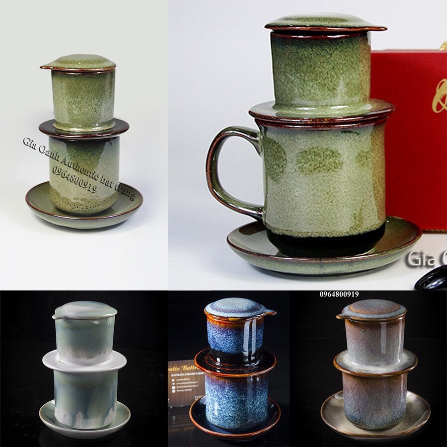 High-class porcelain filter coffee set, luxurious glaze made at Gia Oanh Authentic bat Trang Ceramic Factory