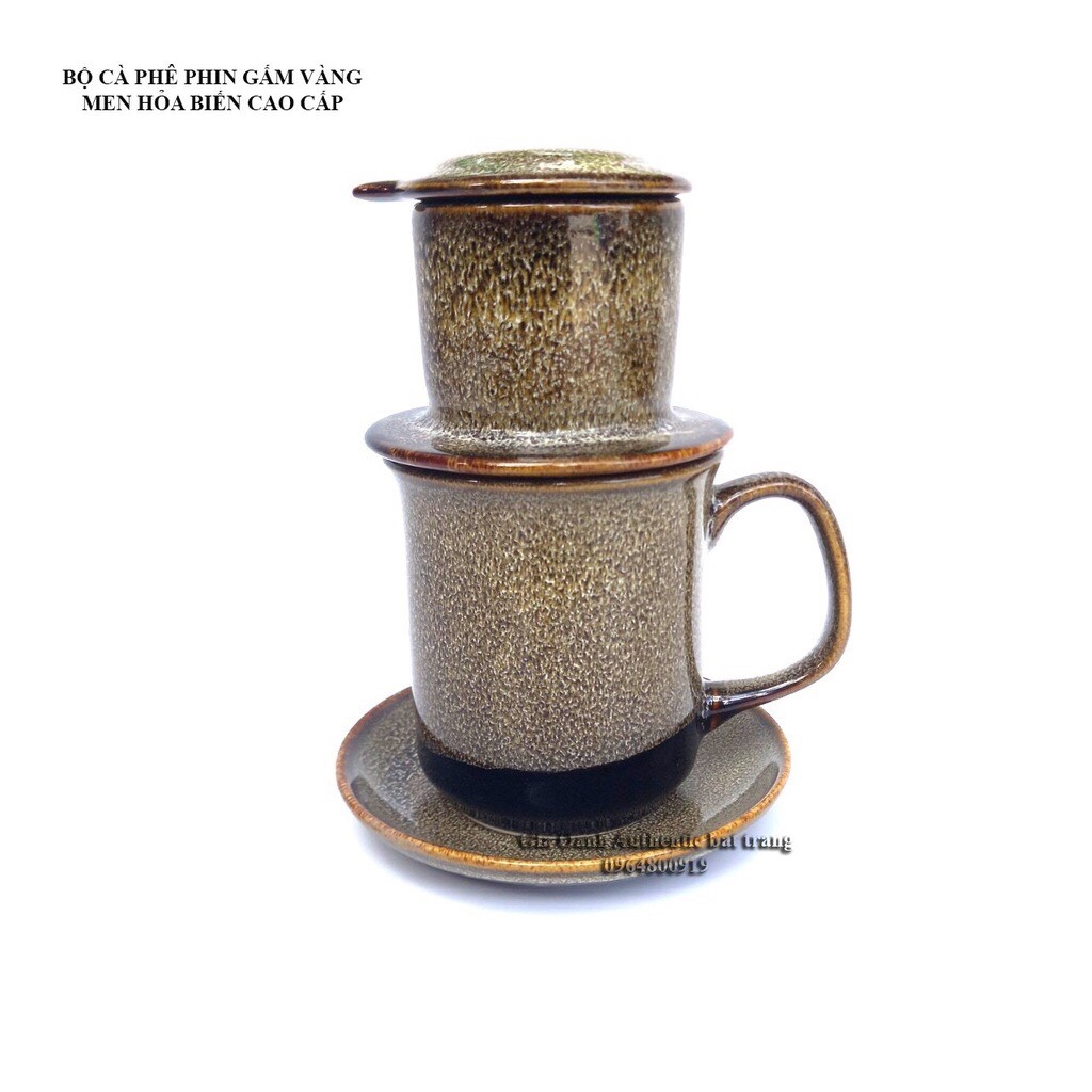 High-class porcelain filter coffee set, luxurious glaze made at Gia Oanh Authentic bat Trang Ceramic Factory