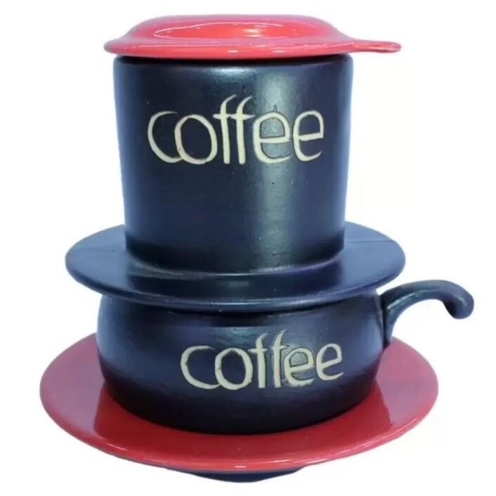 Traditional ceramic filter coffee set - genuine Bat Trang handmade product