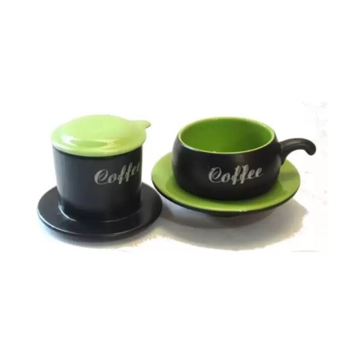 Traditional ceramic filter coffee set - genuine Bat Trang handmade product