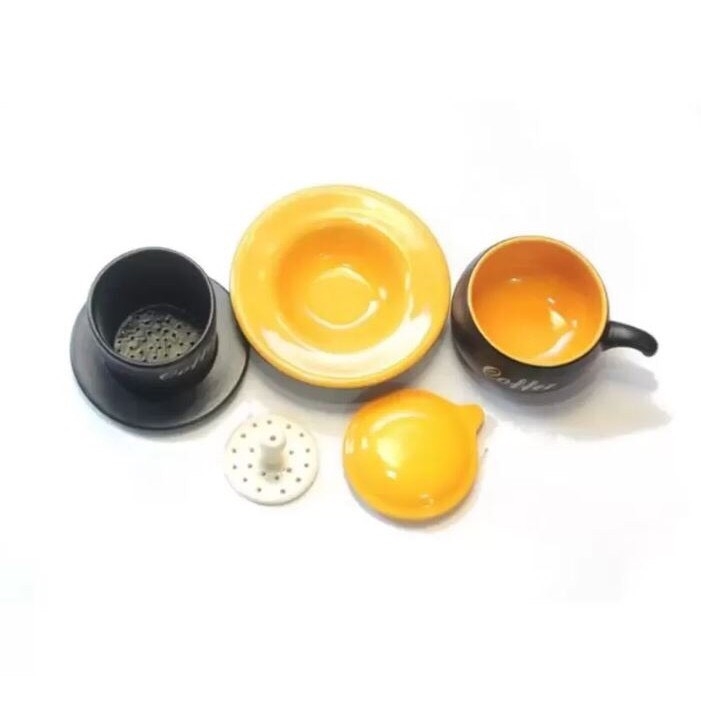 Traditional ceramic filter coffee set - genuine Bat Trang handmade product