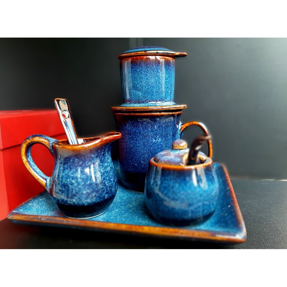 UNIQUE AND MEANING COFFEE GIFT SET (S1) - GIA OANH AUTHENTIC BAT TRANG CERAMICS WORKSHOP